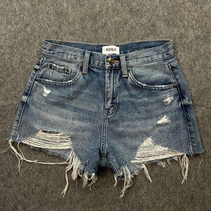 Pistola Relaxed High Rise Cut Off Jean Shorts Women's Size 25 Distressed Denim